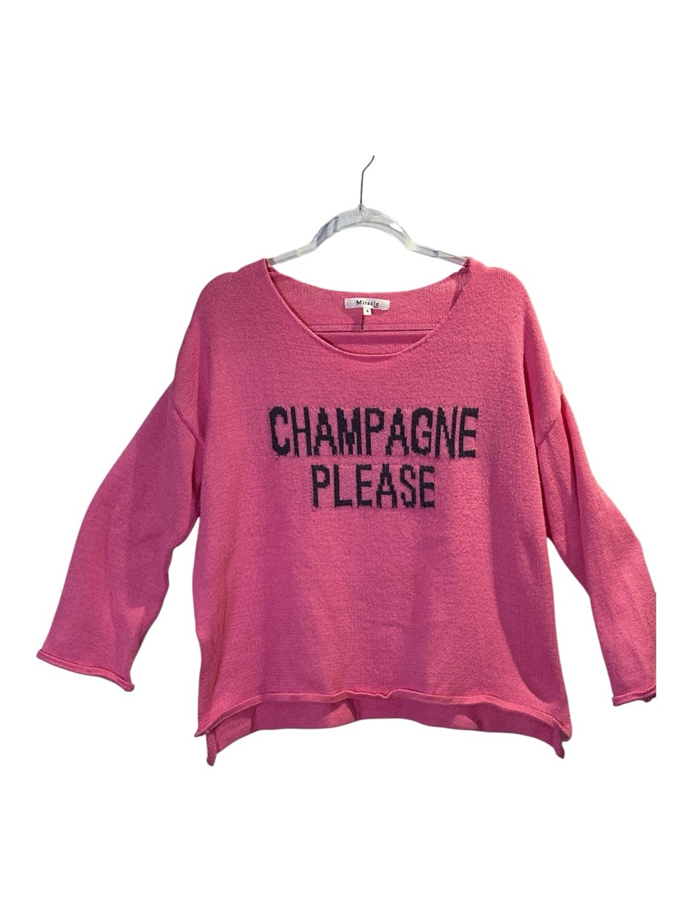Miracle Pink Crewneck Sweater with 'Champagne Please' Script - Picture 7 of 11